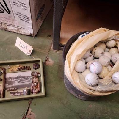 #6214 â€¢ Golf Art Framed & Over 50 Golf Balls
