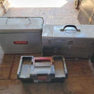 #2920 â€¢ (2) Tool Boxes, Tools, Ice Chest, Radio & Water Containers
