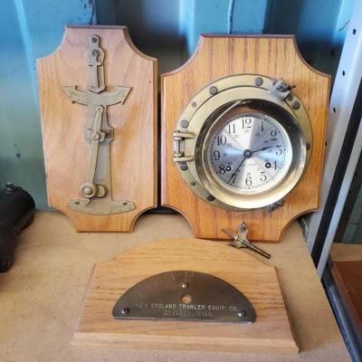 #3052 â€¢ Antique Protractor, Antique Inclinometer, Seth Thomas Clock

