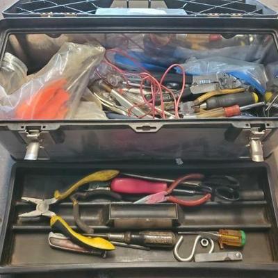 #3524 â€¢ Tool Box With Screwdrivers, Pliers, Pocket Knife, Tape Measures
