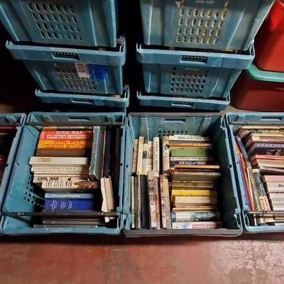 #6500 â€¢ (4) Totes of World War, Civil War, and Gun Books
