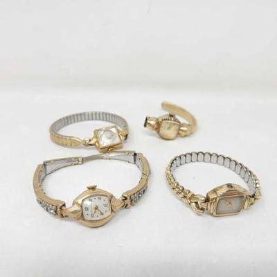 #1106 â€¢ (4) Rolled Gold Plated and Gold Filled Women's Watches
