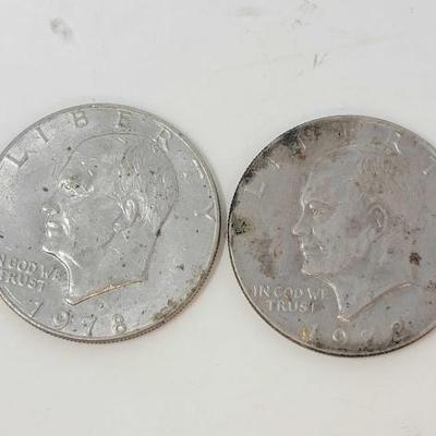 #1462 â€¢ (2) 40% Silver Eisenhower Dollar Coins
