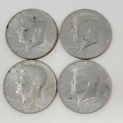 #1460 â€¢ (4) 40% Silver Bicentennial Kennedy Half Dollars
