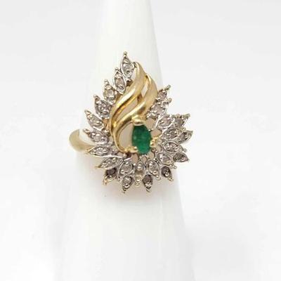 #712 â€¢ 14k Semi-Precious Green Stone with Diamond Accents, 3g
