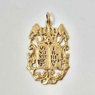 #714 â€¢ 14k Yellow Gold Totrah 10 Commendments Pendant, 4g
