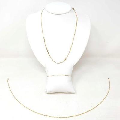 #708 â€¢ (2) 14k Gold Chain Necklace with Matching Bracelet, 6g
