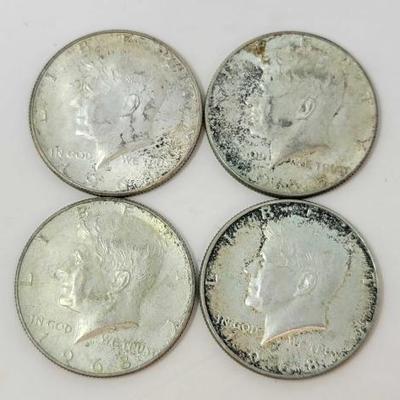 #1458 â€¢ (4) 40% Silver Kennedy Half Dollars
