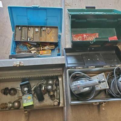 #3550 â€¢ (4) Tool Boxes, Screwdrivers, (5) Hitch Balls, (2) Electric Sanders
