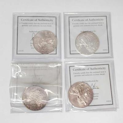 #1254 â€¢ (4) American Eagle Silver Dollars
