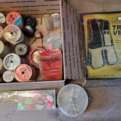 #3082 â€¢ Fieldline Trap Vest, Box of Fishing Line, Hooks& Luers
