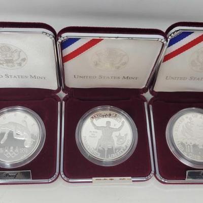 #1414 â€¢ (3) 90% Sterling Silver Olympics '95 - Rec'd '96
