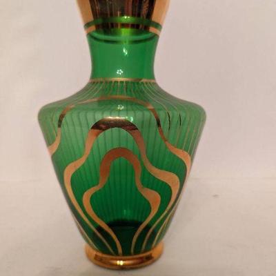 Emerald Green Vases With Gold Accents. 5.25