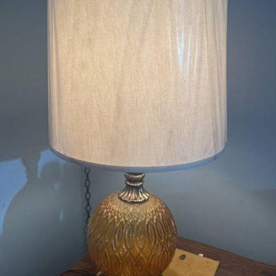 1971 L & L WMC TABLE LAMP 29â€ Amber Globe Duel Lamp Vintage #1