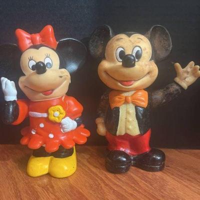 Vintage Mickey and Minnie Mouse piggy banks (6â€)
