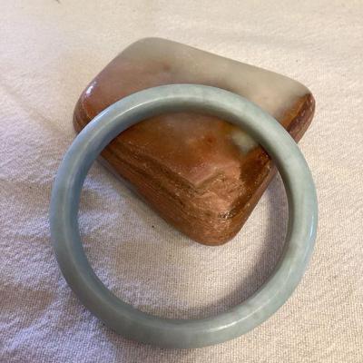 MMF163 Green Jade Bangle Bracelet New As Is