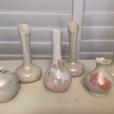 MMF027 Six Dorothy Okumoto Porcelain Hawaii Vases