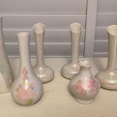 MMF029 Six Dorothy Okumoto Porcelain Hawaii Vases