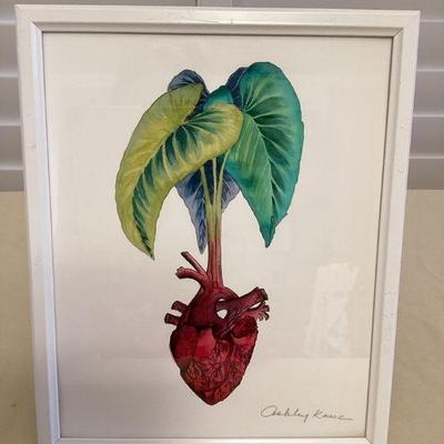 MMF079 Framed Original Watercolor Painting Of A Taro Kalo Plant