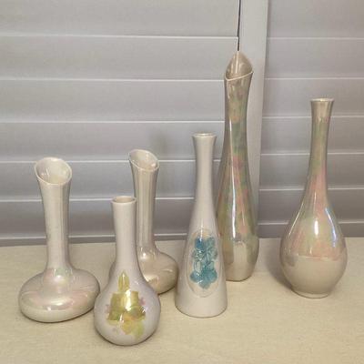 MMF028 Six Dorothy Okumoto Porcelain Hawaii Vases