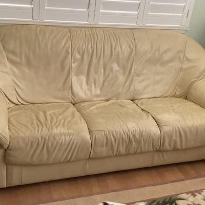 MMF178 Beige Leather Sofa Couch