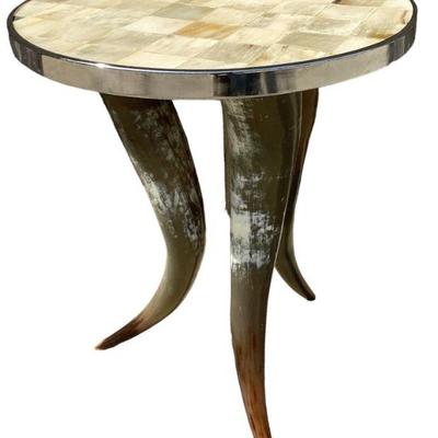 Tessellated Tile Top Horn Side Table