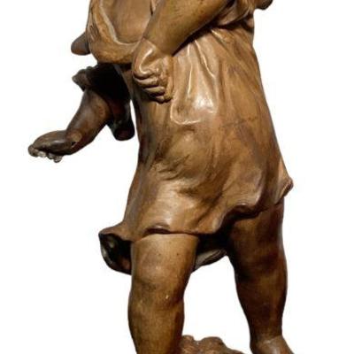 "Pebble Thrower" Stone Sculpture After A. MOREAU