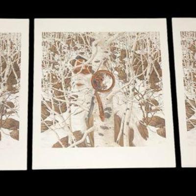 BEV DOOLITTLE "Two More Indian Horses" Triptych