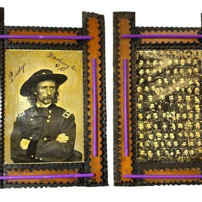 Pair POPS CASEY Folk Art Frames Civil War Soldiers