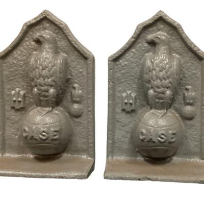 Cast Iron CASE Eagle Bookends, Pair