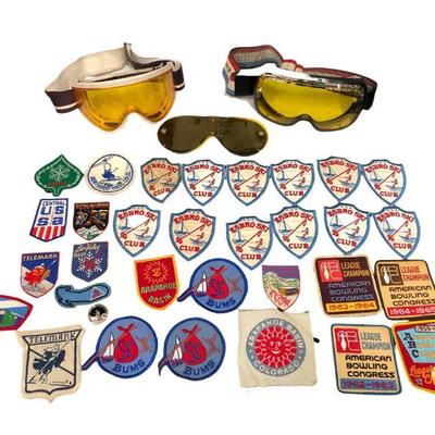 Collection Vintage Ski Goggles and Patches