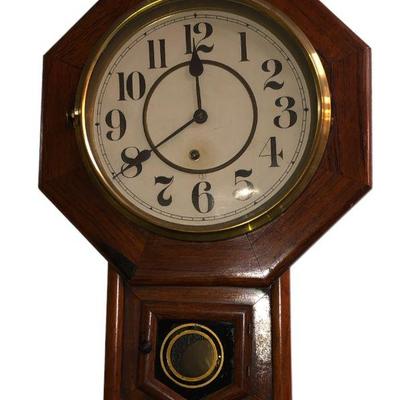 Antique WATERBURY Schoolhouse Wall Clock