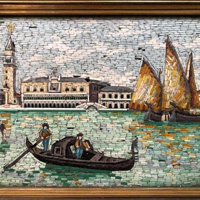 Italian Micro Mosaic Plaque Venice, Italy
