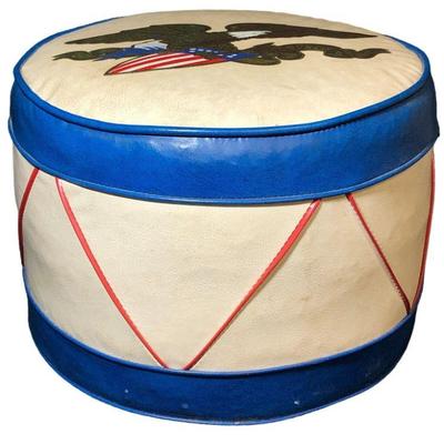 Mid Century Drum Footstool w/ American Eagle