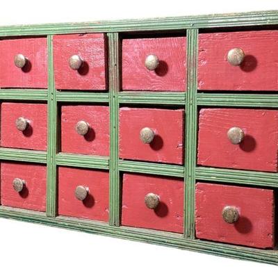 Primitive Folk Art Multi Unit Drawer Box