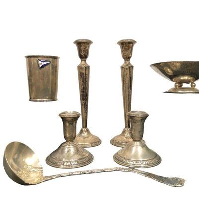 (7) Sterling Silver Candle Holders, Trophies
