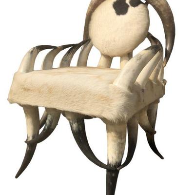 Victorian Horn Chair Cowhide Western Steer
