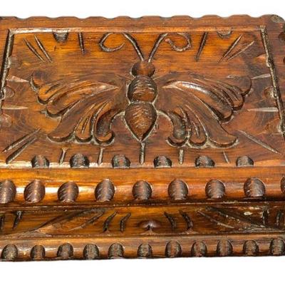 Hand Carved Wooden Jewelry Box