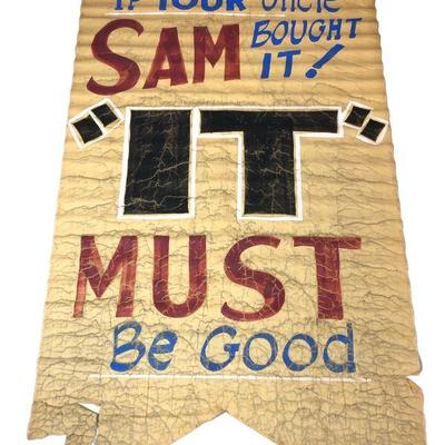 Antique Uncle Sam War Bonds Advertisement Flag