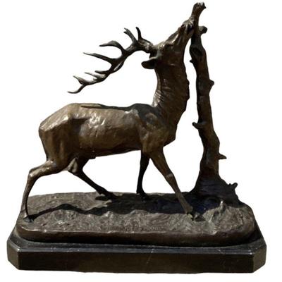 After PIERRE JULES MENE Bronze on Marble Elk Statue