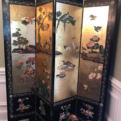 hand carved and gilted Chinese chinoiserie 4 panel screen $395
64 X 72