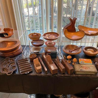 Artisan wood carved bowls 