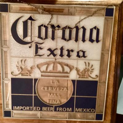 Stained glass hanging bar sign.