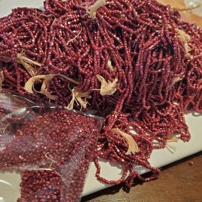 Magenta colored seed beads