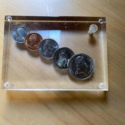 Acrylic encased coins