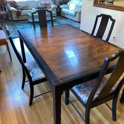 Asian Style Lacquer Dining Room Table & Chairs