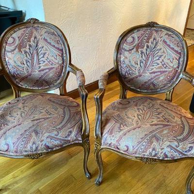 Pair of Carved & Upholstered Parlor Chairs