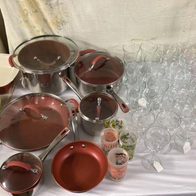 Pots and pan set, glassqware
