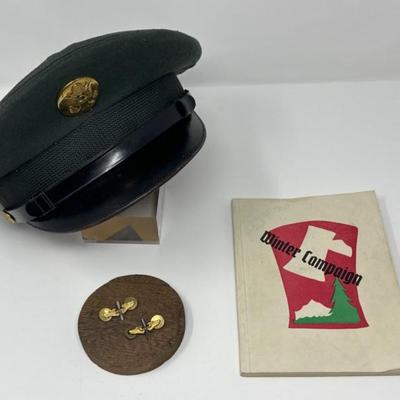 Vintage US Army Green Service Hat & WW2 Memorabilia