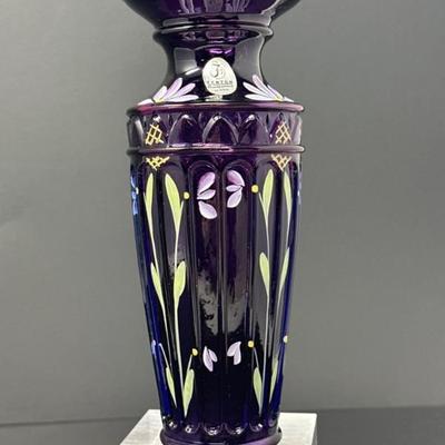 RARE Fenton Handpainted Purple Vase *Signed S.Hart
